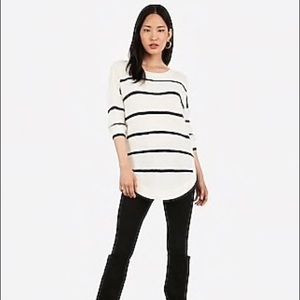 EXPRESS-Striped Bateau Neck Circle Hem Sweater